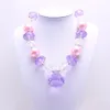 Diamond Pendant Kid Chunky Necklace Birthday Party Gift For Toddlers Girls Beaded Bubblegum Baby Kids Chunky Necklace Jewelry