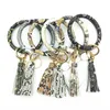 Sleutelhanger Armband Tassel Classic Leopard Print Tiger Tassels Hanger Bangle Overdreven Big Ronde Sleutelhanger Polsriem Auto Sleutelhangers M010