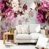 PO personnalisé papier peint mural autocollant à la main Fleur de fleur en bois Papel de Parede 3d para sala atacado6828911