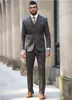 2019 NEW WEDDING TUXEDOS Mörkgrå ull Tweed Bästa Mäns Bröllopskläder 3 stycken Slim Fit Groom Wear Jacket Pants Vest