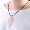 Fashion Natural New Leaf Butterfly Pendant Collier avec collier de corde en cuir cadeaux de la Saint-Valentin Cadeaux de mère pour femmes en gros de la pierre précieuse