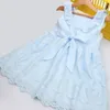 Baby girl vêtements robes de coton broderie sans manches percées robe en dentelle de fleur de noix 2019
