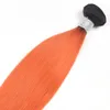 Brasilianska jungfruliga hårförlängningar T1b Orange rakt hår 3 buntar 1b/orange ombre färg raka mänskliga hårförlängningar 10-26 tum