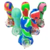 7.28 inch silicone water pipes with glass bowl smoking accessory wax dabs dry herbs flower tobacco oil burner