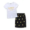 Madre e figlia Summer Dress Girls Kids Lettera T-shirt bianca + gonna a pois 2 pezzi / set Abiti per abiti coordinati per la famiglia