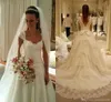 2020 longas Aline vestidos de casamento Jardim com curva V Backless casamento vestidos longos Varrer Vestido de Noiva