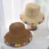 Летние шляпы для женщин Яркие цветы Соломенная шляпа ручной работы Складная панама Пляжная шляпа Женская с широкими полями Sun Chapeu Feminino2091