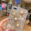 3d diamant björn glitter skal bling bling parfymflaska pärla blomma baksida halsband lanyard för iPhone 11 Samsung Not10 S10 M10 A10