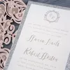 (50 części / partia) Europejski Lekki Różowy Ślubny Zaproszenie Card Laser Cut Floral Wedding Card Glittering Chrzest Engagement Zaproszenia