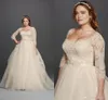 3/4 Sleeves Lace Sweetheart Covered Button Gloor Length Princess Fashion Bridal Gowns Plus Size 2020 New Oleg Cassini Wedding Dresses