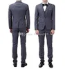 Novo Popular Um botão Escuro Cinza Noivo TuxeDos Notch Homens Homens Suits Casamento / Prom / Jantar Best Man Blazer (jaqueta + calça + colete + gravata) W227