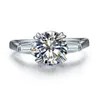 Anillo de Matrimonio joyería 2CT plata esterlina de la Mujer NSCD diamante solitario anillo de compromiso de la joyería 18K oro blanco plateado joyería con la caja