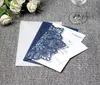 High Quality Laser Cut Hollow Flower Navy Blue Wedding Invitations Cards with Crystal Personalized Champagne Bridal Invitation Card Cheap