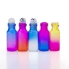 1000pcs bottiglia di colore sfumato 5ML rotolo riutilizzabile su bottiglie di vetro di profumo vuote di olio essenziale con sfera di metallo