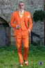 ファッションオレンジグルームタキシードピークラペルグルームメンメンズウェディングドレス優秀な男ジャケットブレザー3ピーススーツジャケットパンツベストTI283Z