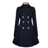 Mulheres primavera outono duplo breasted longo trench coats fino ajuste casaco blusão feminino