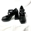 Бренд дизайнер женские насосы новые натуральные кожаные квадратные высокие каблуки черные белые красные туфли женщина Мэри Янс платье вечеринки обувь 43