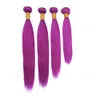 紫色の色のストレート4バンドル髪の延長10-30インチペルーバージンの髪織りシリキーストレートヘアwefts 400g
