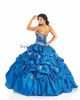 Mascarade bleu Quinceanera robes avec veste 2020 robes de bal doux 15 robes froncé taffetas corset dos perlé robe de bal soirée arabe