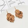 Pendientes Druzy con estampado de leopardo y flores geométricas de Color dorado a la moda, pendientes colgantes Druzy con borla de concha de abulón para mujer, joyería de marca