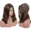 Koszerne peruki 12a Grade Light Brown Color # 4 Najlepsze Malezyjskie Dziewicze Human Hair Silky Proste 4x4 Jedwabne Baza Żydowska Peruka Fast Express Dostawa