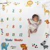Pasgeboren Mijlpaal Dekens Baby Fotografie Background Deken Zuigeling Bloem Number Swaddle Brief Swaddling Wrap Slaapkamer RUG C7032