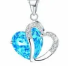 Collana con ciondolo a catena in argento con strass di cristallo a forma di cuore da donna 10 colori Lunghezza 17,7 pollici GB1437