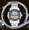 Chenxi Ouro Dial cara mecânico automático dos homens waterproof relógios Os homens Strap Aço Inoxidável Assista Rodada Tourbillon Relógio de pulso