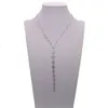 Luxe Sexy Femmes Bijoux Long Y Collier Lariat Drop Drop CZ Charm Silver Gold Gold Haute Qualité Chaîne longue pour Dame