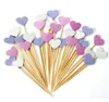 Nouvelle arrivée à la main Lovely Heart Cupcake Toppers, décorations de douche de bébé fille, fournitures de fête décoration de fête de mariage d'anniversaire