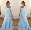 2019 mãe da noiva vestidos céu azul mangas compridas formal madrinha de casamento festa de casamento convidados vestido mais tamanho feito sob encomenda