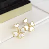 Fashion-2020 new white heart four-heart earrings S925 silver plated 18-carat gold friary stylish female earrings classic style with gift box