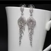 Boucles d'oreilles longues en pierres de zircone cubiques pour femmes, Style goutte d'eau, à la mode, avec broche en argent Sterling 925, E003