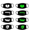 Tvättbar andningsbar Unisex Black Cloth Masks LED Lysous Cartoon Face Mask Resuable Bomull Mouth Mask Halloween Party Masks