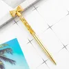 New Arrived Custom Logo Engraving Bowknot Head Glitter Floating Metal Pen Novelty 3D Cuticle Oil Floated Liquid Pen with Bowknot Top