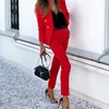 Spring Elegant Blazers Two Piece Set Women Casual Notched Long Sleeve Blazers Coat+Pencil Pant Office Business Tracksuit Outfits