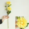 6pcs / lot 실크 꽃 결혼식 꽃다발 장미 Dahlias 인공 꽃 가을 생생한 가짜 잎 결혼식 꽃 신부 부케 홈