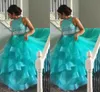 beaded aqua prom dress