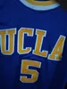 Gerçek Resimler Baron Davis # 5 UCLA Bruins Koleji Mavi Retro Basketbol Jersey Erkek Dikişli Özel Numarası Adı Formalar