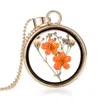 Westerse stijl voor vrouwen mode-sieraden cirkel kristal glas droge bloem dia hanger ketting S311