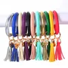 PU lederen armband ronde drop olie kwast hanger armbandbangle sleutelhanger voor vrouwen meisje polsriem