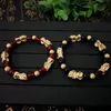 HY004 Mode nouveau design 24 k couleur or pixiu bracelet pierre naturelle obsidienne animal pixiu bracelet agate rouge brillant femmes charme je1757912