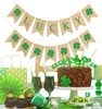 St. Patrick Day Green Banner Ierland Clover Shamrocks Four Leaf Clover Carnaval Party Decoration Parade Vlag Garland Nieuw ontwerp