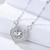 Elegant Heart Shaped Pendant Real 925 Sterling Silver CZ Diamond Necklace Jewelry with Free Gift Box for Women Wholesale