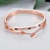 Rose Gold Aço Inoxidável Braceletes Pulseiras Femininas Coração Forever Love Marca Charme Pulseira para Mulheres Famosas Jóias