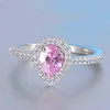 Vecalon 2019 Moda Linda Mujer Blanco Rosa Anillo de Diamante Conjunto Vintage 925 Anillos de Compromiso de Plata Para Mujeres Diamante Nupcial Ring269D