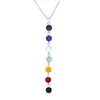 7 Chakra pärlor hänge halsband med riktiga stenar Mala Y-formade kedjor för kvinnor Reiki Healing Energy Beads Yoga Smycken