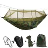 蚊めったにハイキングのための蚊の軽量パラシュートナイロンツリーストラップとカラビナーを備えたシングルダブルキャンプハンモックT6932060