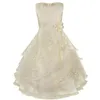 Perakende Yeni Çiçek Kız Elbiseler Içinde Hoop ile Çiçek İşlemeli Parti Düğün Gelinlik Prenses Elbiseler Örgün Çocuk Giysileri