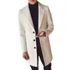 Ny 2018 Vinter Mode Mäns Solid Färg Singel Breasted Trench Coat / Man Casual Slim Long Woolen Cloth Coat Stor storlek 5xl